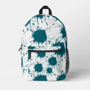 Modern Hunter Green & White Paint Splatter Printed Backpack