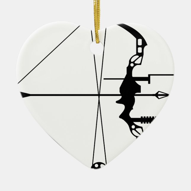 Modern Hunting Bow and Arrow Ceramic Tree Decoration (Front)