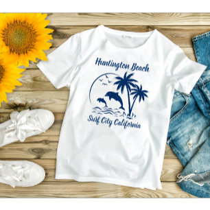 Modern Huntington Beach California Dark Blue T-Shirt