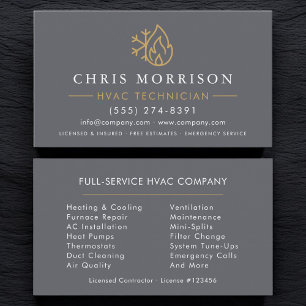 Modern HVAC Gray Gold  Business Card