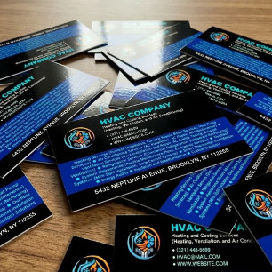 Modern HVAC Services, Black Company Logo Heat Cool Magnetic Business Card
