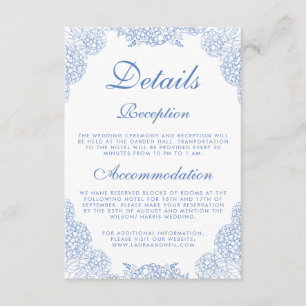 Modern Hydrangea Dusty Blue Floral  Details Enclosure Card