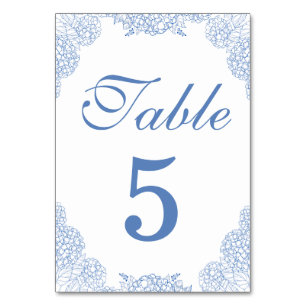 Modern Hydrangea Dusty Blue Floral  Details Table Number