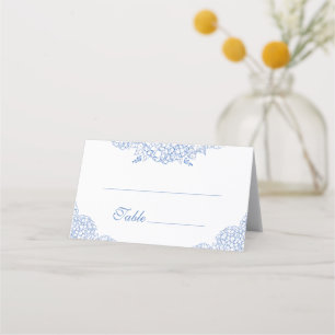 Modern Hydrangea Dusty Blue Floral Wedding Place Card