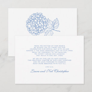 Modern Hydrangea Dusty Blue Wedding Thank You