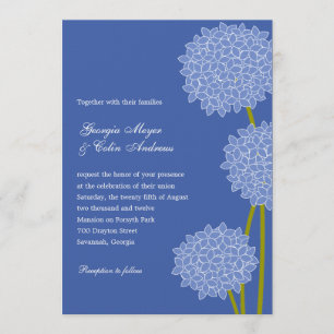 Modern Hydrangeas Wedding Invitation - Blue