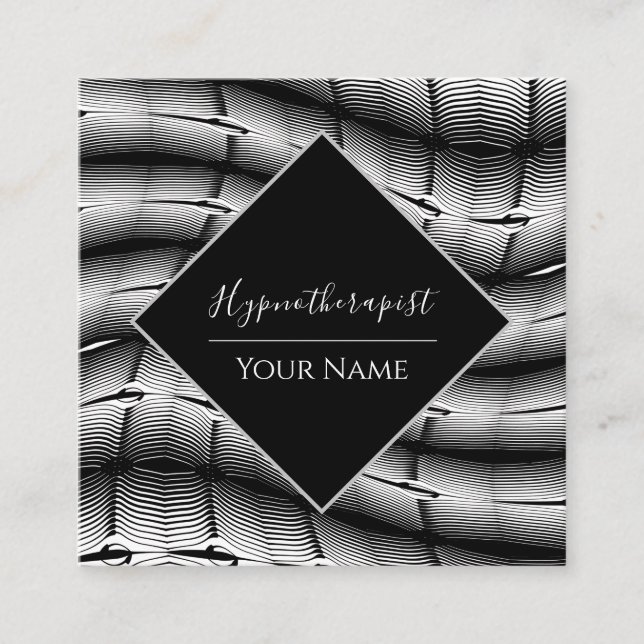 Modern Hypnotherapist Metallic Social Media Black Square Business Card (Front)