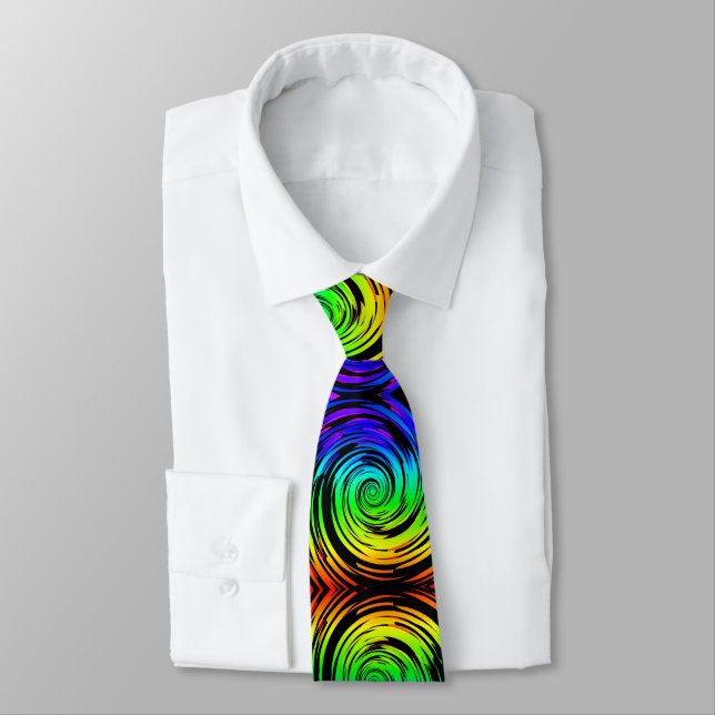 modern hypnotize spiral rainbow twist pattern tie (Tied)