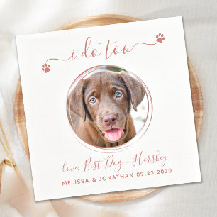 Modern I Do Too Rose Gold Pet Photo Dog Wedding  Napkin