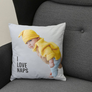 Modern I Love Naps   Baby Photo  Throw Pillow