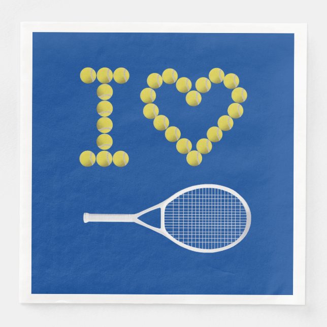 Modern I Love Tennis Court Blue Napkin (Front)