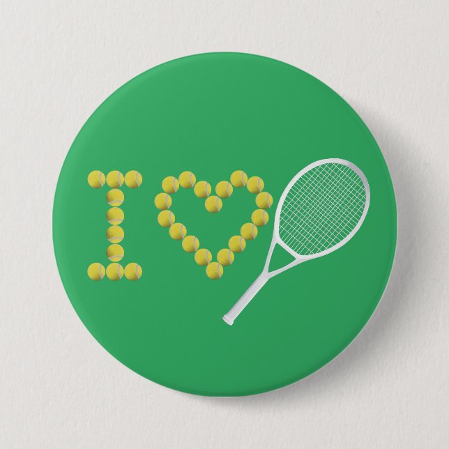Modern I Love Tennis Green 7.5 Cm Round Badge (Front)