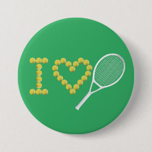 Modern I Love Tennis Green 7.5 Cm Round Badge