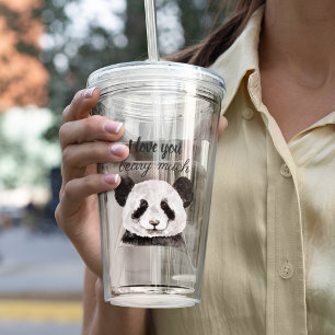 Modern I Love You Beary Much Black And White Panda Acrylic Tumbler