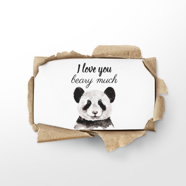 Modern I Love You Beary Much Black And White Panda Business Card (Creator Uploaded)