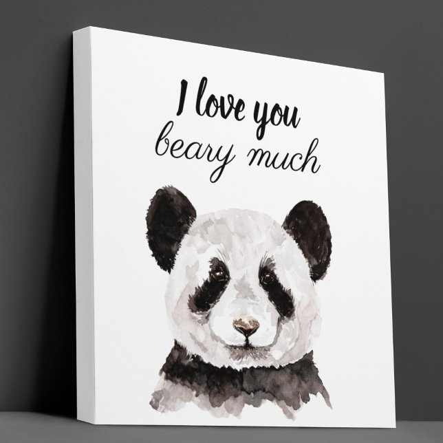 Modern I Love You Beary Much Black And White Panda Canvas Print (Creator Uploaded)