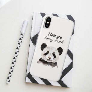 Modern I Love You Beary Much Black And White Panda Case-Mate iPhone Case