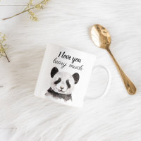 Modern I Love You Beary Much Black And White Panda
