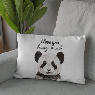 Modern I Love You Beary Much Black And White Panda Decorative Cushion