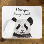 Modern I Love You Beary Much Black And White Panda Mouse Mat<br><div class="desc">Our collection includes a variety of products that make for heartfelt and thoughtful gifts. From cozy throw pillows to stylish tote bags, you can spread the love with these delightful pandas wherever you go. The minimalist design adds a touch of sophistication to your accessories while conveying a sweet message. Whether...</div>