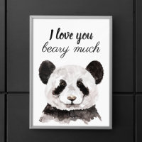 Modern I Love You Beary Much Black And White Panda