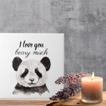 Modern I Love You Beary Much Black And White Panda Tile<br><div class="desc">Our collection includes a variety of products that make for heartfelt and thoughtful gifts. From cosy throw pillows to stylish tote bags, you can spread the love with these delightful pandas wherever you go. The minimalist design adds a touch of sophistication to your accessories while conveying a sweet message. Whether...</div>