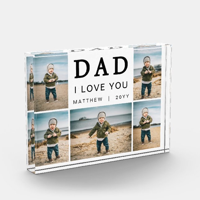 Modern I Love You Dad Grid Collage 5 Photo Block (Left)
