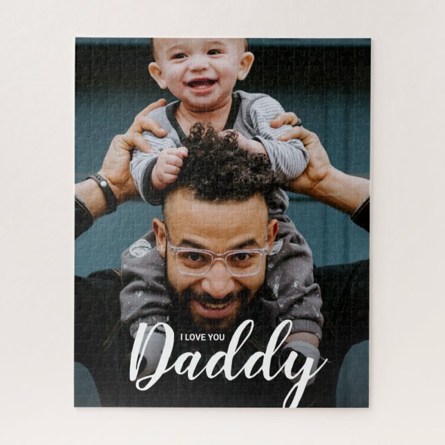 Modern I Love You Daddy Script Custom Photo Jigsaw Puzzle (Vertical)