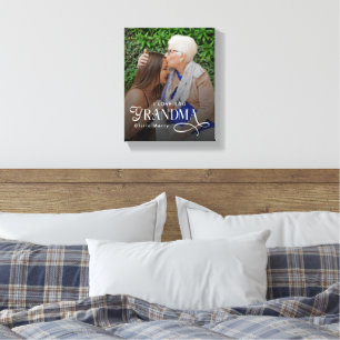 Modern I Love You Grandma Photo Personalized Canvas Print