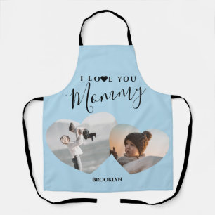 Modern I Love You Mummy   2 Heart Photo Apron