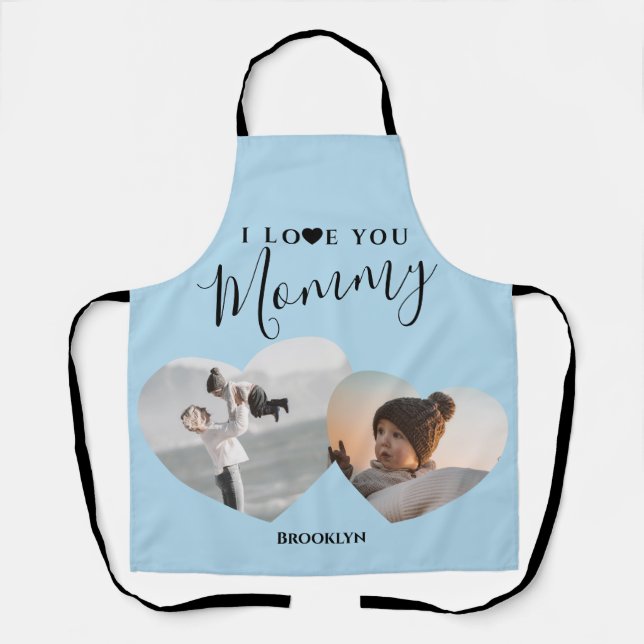 Modern I Love You Mummy | 2 Heart Photo Apron (Front)