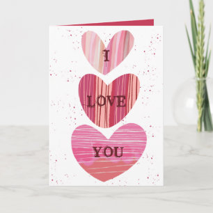 Modern I Love You Valentines Pink Hearts Card