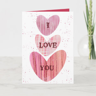Modern I Love You Valentines Pink Hearts Card