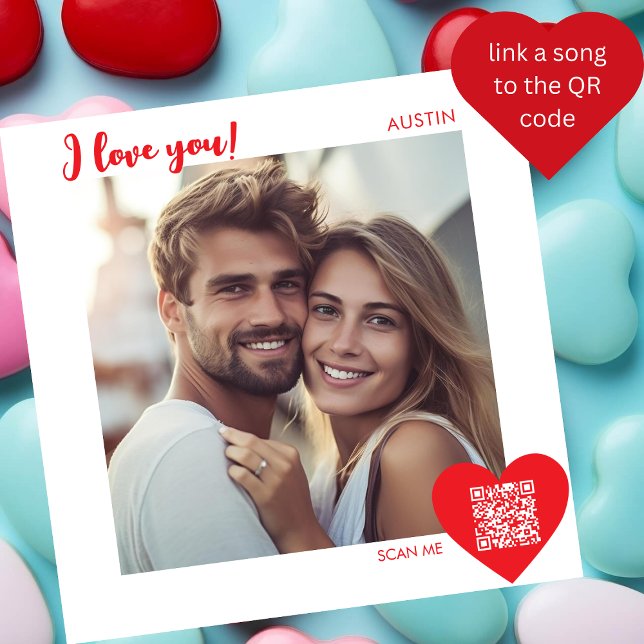 Modern I LOVE you, your song valentine's day photo Holiday Card (Creator Uploaded)