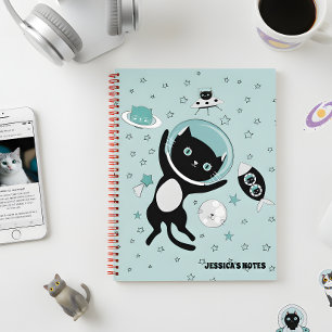 Modern I Need More Space Black Cat Cartoon Notebook
