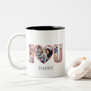 Modern I♥U Custom I Love You Daddy Mummy 4 Photo Two-Tone Coffee Mug