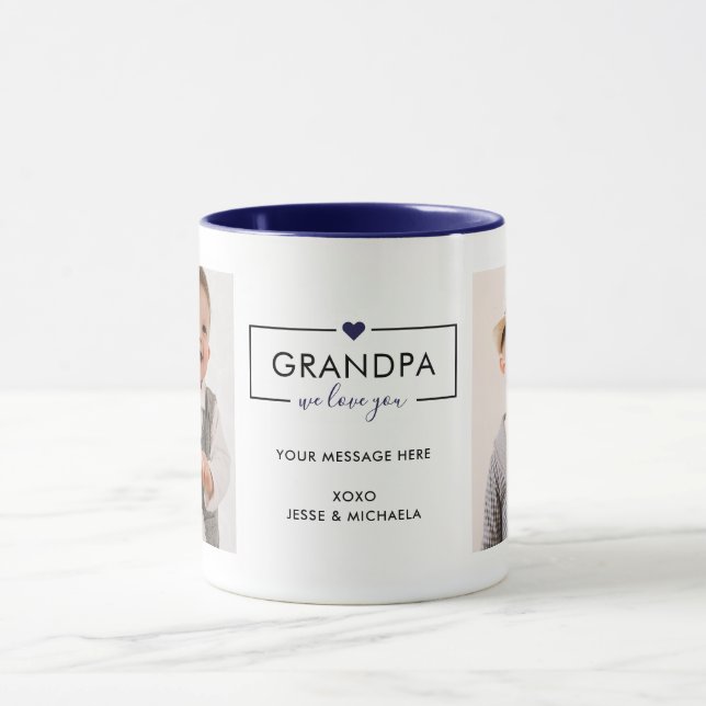 Modern I/We Love You Grandpa/Grampa/Other 2-Photo Mug (Center)