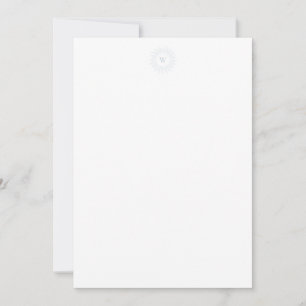 Modern Ice Blue Sunburst Monogram Card