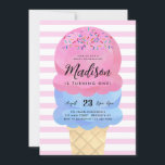 Modern Ice Cream Blush Pink Blue Kids Birthday Invitation<br><div class="desc">Cute Modern Blush Pink Light Blue Pastel Watercolor Rainbow Sprinkle Scoop Cone Kids Ice Cream Birthday Invitation</div>