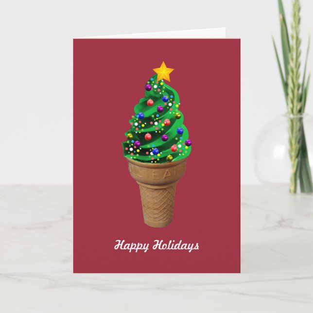 Modern Ice Cream Christmas Tree Greetings Card (Front)