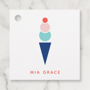 Modern Ice Cream in Blue and Pink Favour Tags