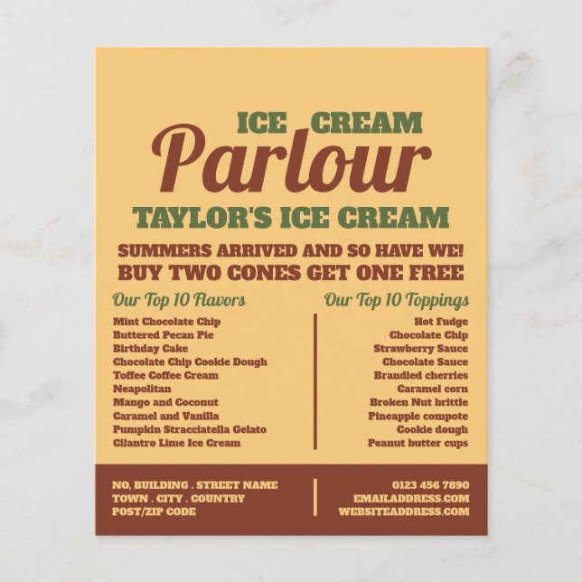 Modern Ice Cream Parlour Advertising Flyer (Front)