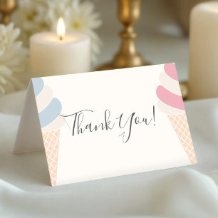 Modern Ice Cream Pastel Colour Gender Reveal Thank You Card