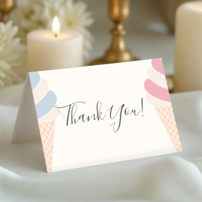 Modern Ice Cream Pastel Colour Gender Reveal Thank You Card (Creator Uploaded)