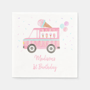 Modern Ice Cream Truck Birthday Napkin