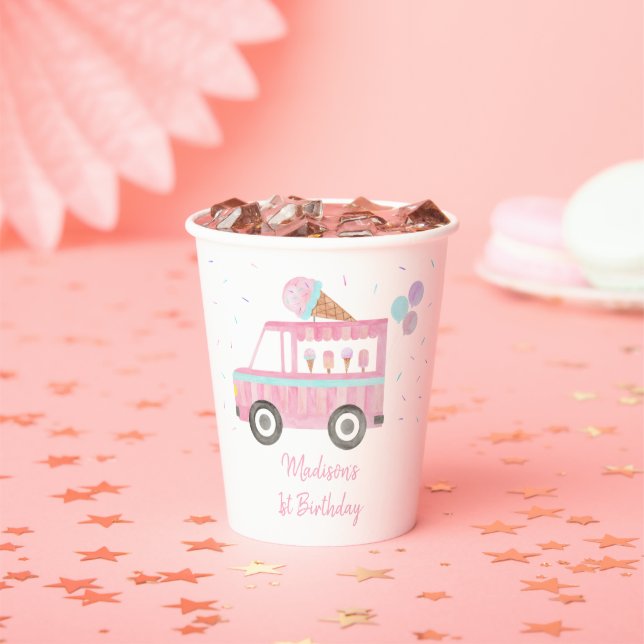 Modern Ice Cream Truck Birthday Paper Cups (Insitu)