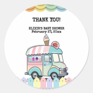 Modern Ice Cream Truck Sprinkles Baby Shower Classic Round Sticker