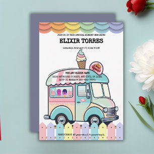 Modern Ice Cream Truck Sprinkles Baby Shower Invitation