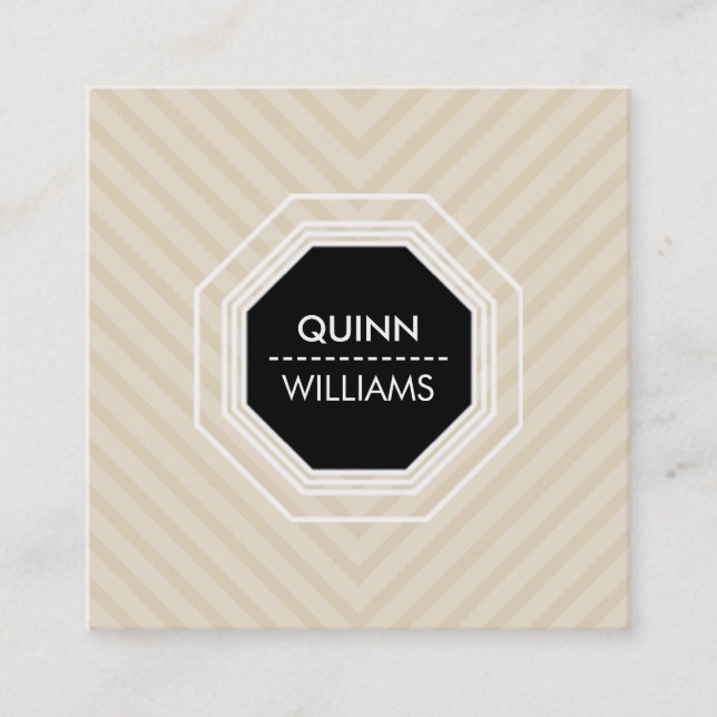 MODERN ICON LOGO octogon geometric angled natural Square Business Card (Front)