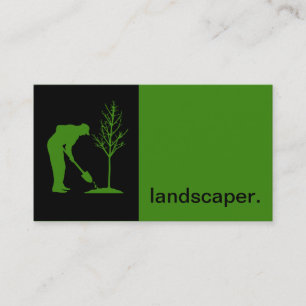 Modern Icon Silhouette Landscaper   green black Business Card